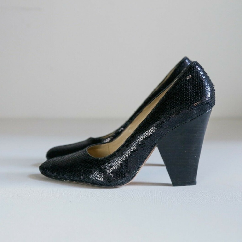 Luiza Barcelos Sequin  Black Wedge Heels
